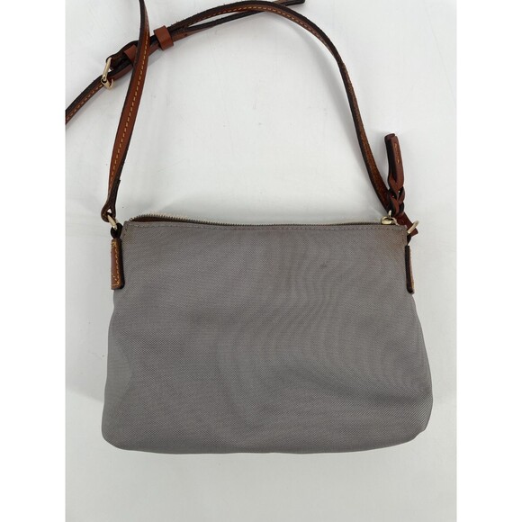 Dooney & Bourke Womens Pouchette Nylon Crossbody Bag Purse Gray Leather Brown - Picture 6 of 16